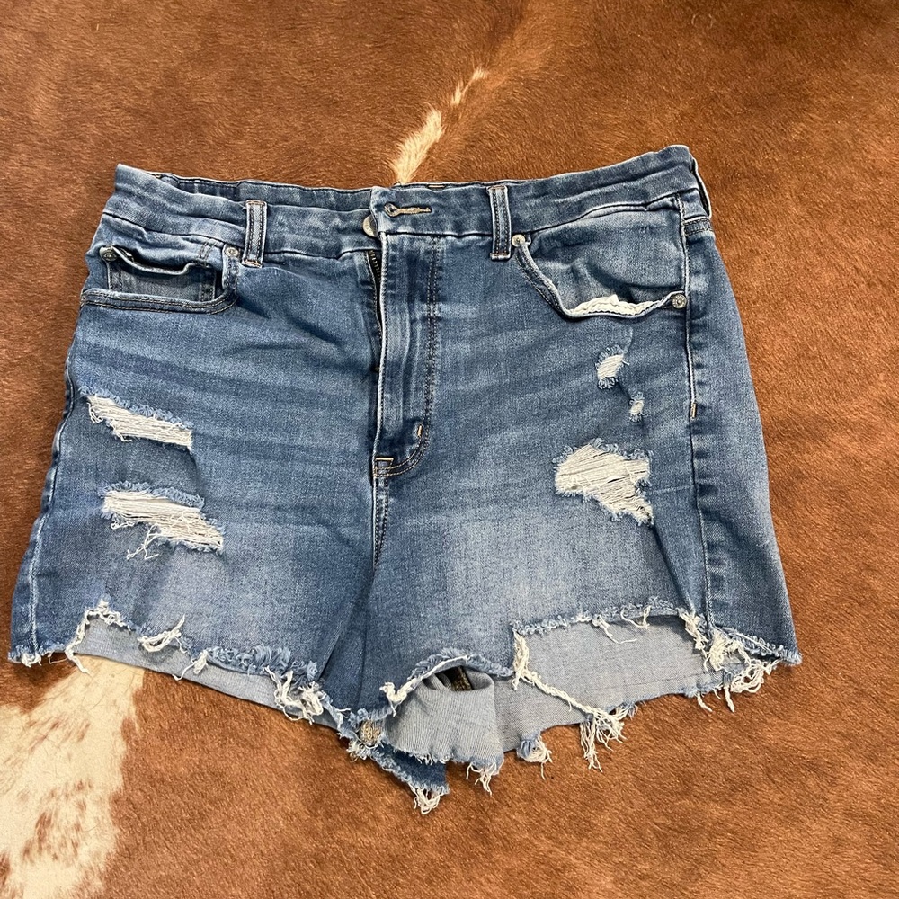 American Eagle Outfitters Blue Distressed Jean Shorts